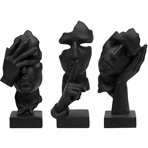 3 Pcs Thinker Statue Set, Abstract Resin Art Figurines for Home Office Decor