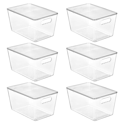 Vtopmart 6 Pack Clear Stackable Storage Bins with Lids & Handles