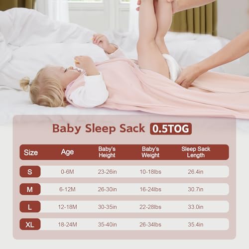 Wrrernsin Baby Sleep Sack 0-6 Months 100% Cotton 0.5 TOG 3 Pack