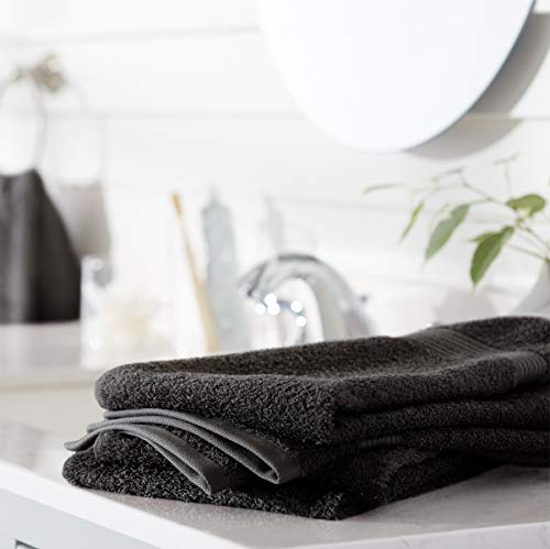 Black Cotton Washcloths for Face & Body, 16x26 Inches, Pack of 6 - Classic / Hand Towel