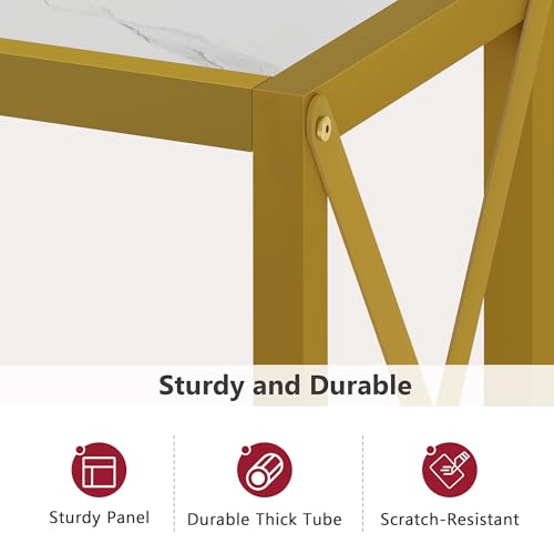 41.8" Narrow 2-Tier Console Table, Gold & White Entryway Sofa Table