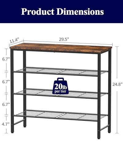 4-Tier Shoe Rack Organizer - 29.5-Inch Wide Entryway Shoe Storage Shelf
