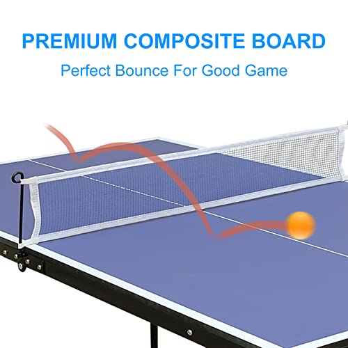 4.5ft Foldable Ping Pong Table Set - Portable Table Tennis with Net & Paddles