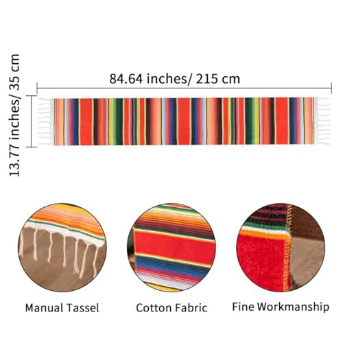 Mexican Table Runner 14x84 Inches Rainbow Colors Party Decor Home & Garden