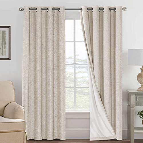 H.VERSAILTEX Linen 100% Blackout Curtains 84 Inch Grommet 2 Panels
