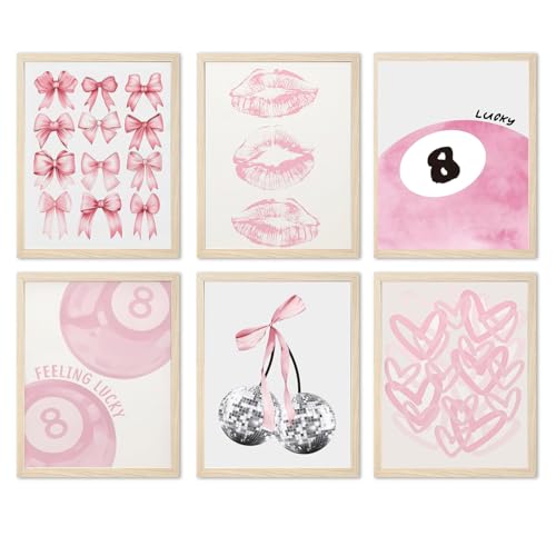 Pink Coquette Wall Art Set - 6 Trendy Aesthetic 8x10 Posters