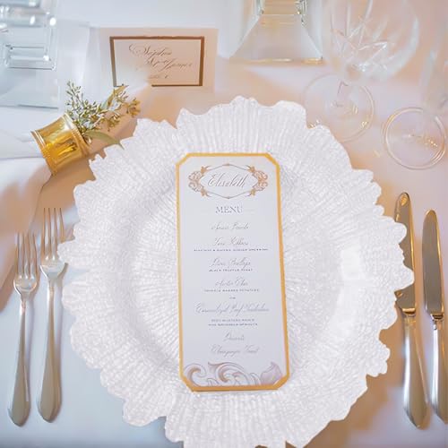White 50 Pcs 13 Inch Reef Charger Plates Bulk - Elegant Decorative Tableware