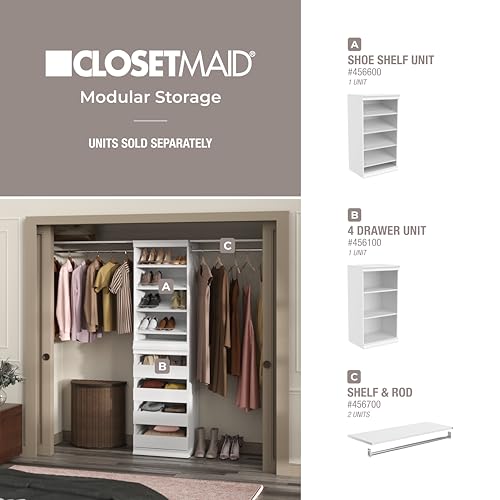 ClosetMaid Modular Closet Collection Shelf and Hang Rod Accessory Kit, 36-Inch Shelf and Adjustable Hang Rod Kit
