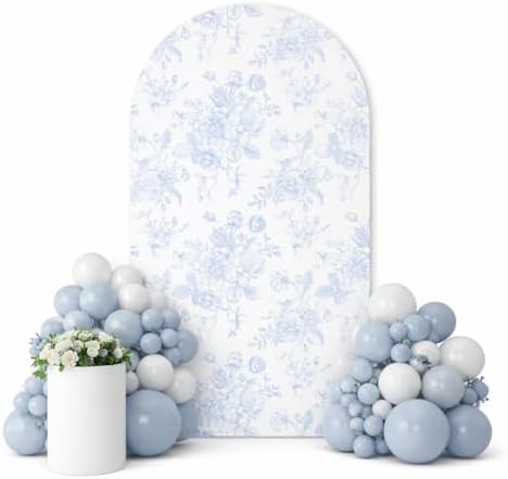 Something Blue Arch Backdrop Cover - Floral Design for Weddings & Bridal Showers | 2.6x6ft