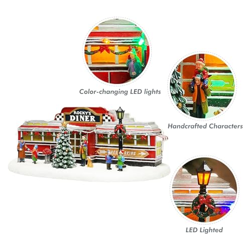 Retro 1950s Diner Christmas Village Building with LED Lights & Music