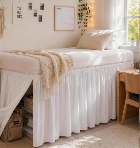 Twin XL Split Corner Bed Skirt - 36 Inch Drop for College Dorm Beds