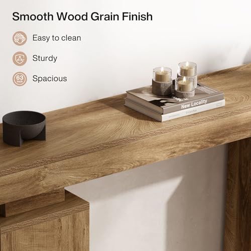 63-Inch Rustic Farmhouse Console Table for Entryway or Living Room