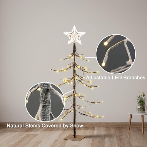 SPIRIT STAR CHRISTMAS CENTER 3FT Lighted Snow Tree with 72 LED Indoor Outdoor Decoration