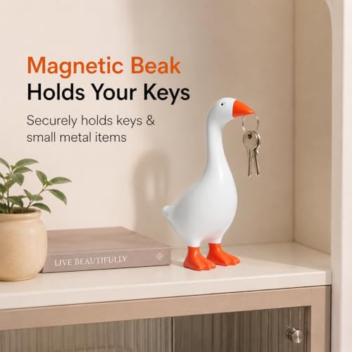 Magnetic Desk Goose Key Holder Statue with Adoption Certificate - 7 Inch