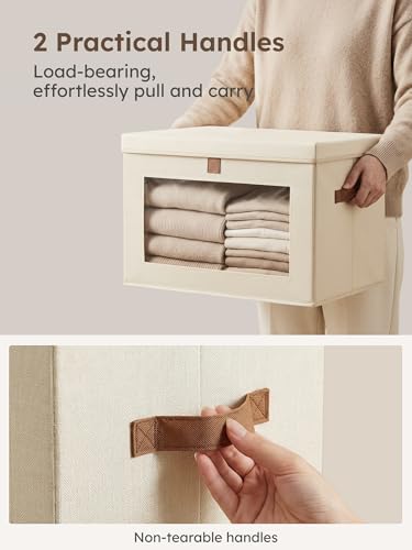 Large Closet Storage Organizer Bins with Lids and Window 2 Pack