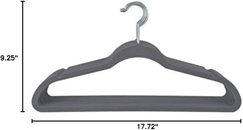 Skiennix Velvet Huggable Hangers - 10 Super Slim Space-Saving Hangers in Grey