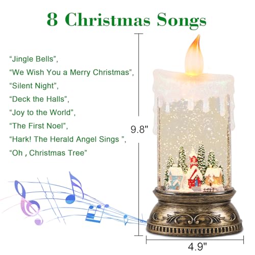Christmas Snow Globe Candle Lantern with Music & Timer - Cabin Scene