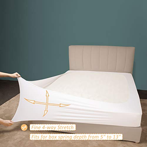 Stretch Jersey Queen Box Spring Cover - White Bed Skirt Alternative