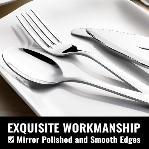 48-Piece Stainless Steel Flatware Set for 8 with Steak Knives