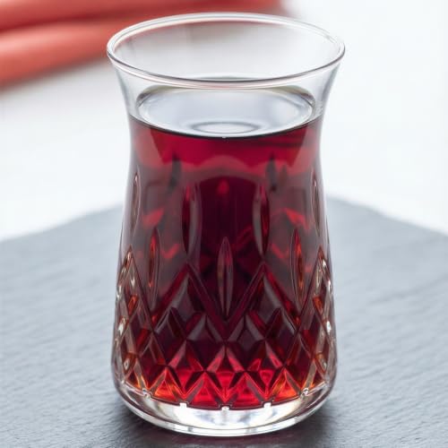 Turkish Tea Glass Set of 6, Heat-Resistant Clear Glass Teacups