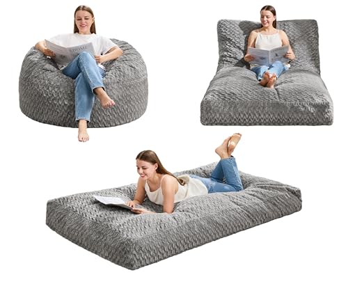 3-in-1 Convertible Bean Bag Chair and Lounger with Memory Foam Filling