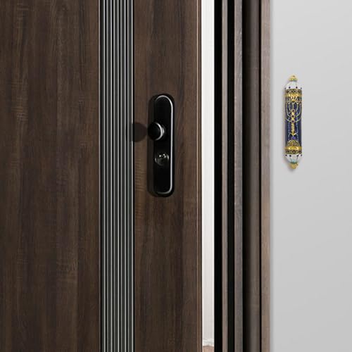 Enamel Mezuzah Case with Scroll for Door, 5-Inch Decorative Jewish Decor