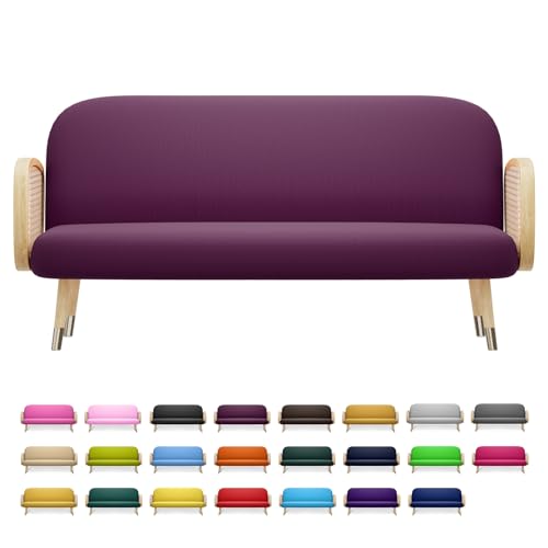 Queen Size Purple Futon Cover - Stretch Slipcover for Armless Sofa Bed
