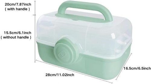 Family First Aid Box - 3-Tier Medicine Storage Container with Removable Pill Case | Green Plastic Organizer