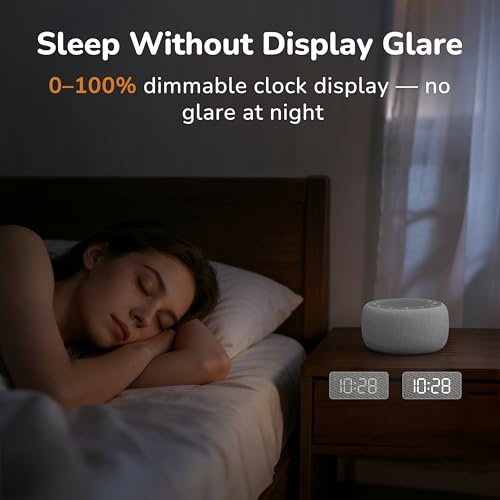 2-in-1 Alarm Clock with White Noise Sound Machine & Ambient Night Light