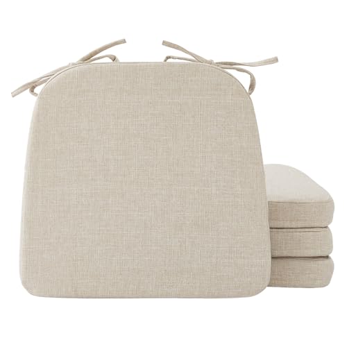 D-Shaped Dining Chair Cushions, 2-Inch Thick Seat Pads, Set of 4, Beige