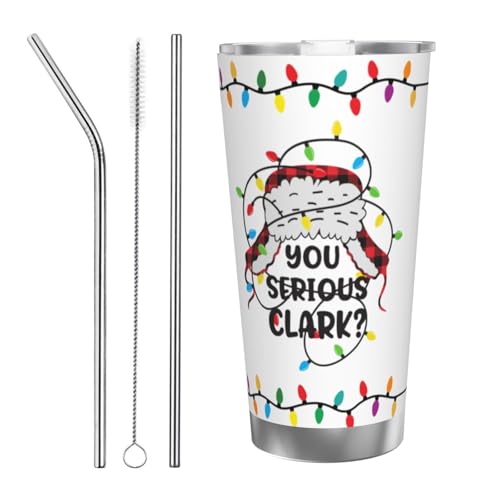 Uinntiwell 20 oz Christmas Vacation Clark Griswold Tumbler with Straw - Funny Holiday Gift Set