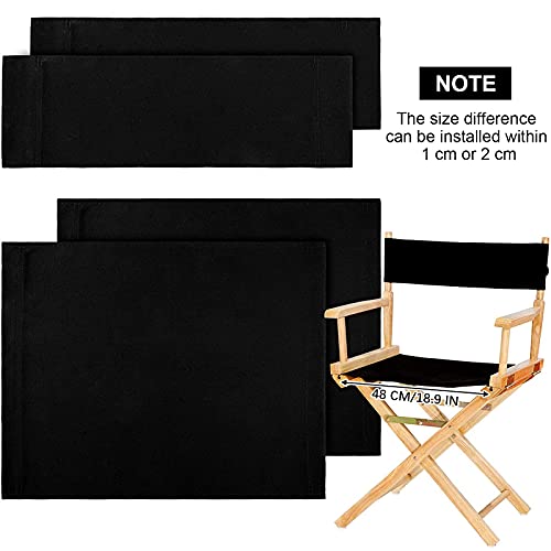 2-Set Director Chair Replacement Canvas Seat and Back Cover, Black