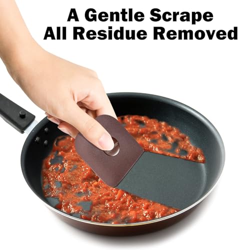 Non-Scratch Pan Scraper Set (5-Pack) - Plastic Pot Scraper for Cast Iron