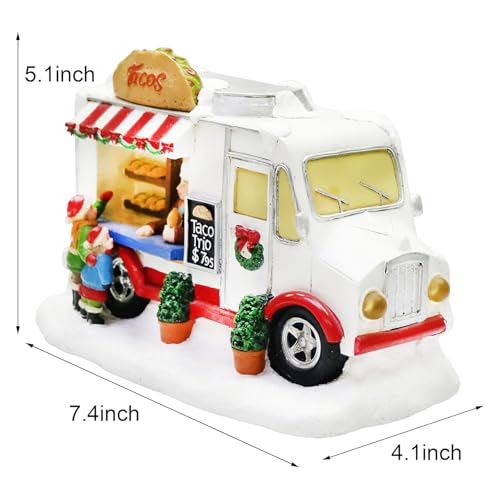 LED Lighted Christmas Village Taco Food Truck - Polyresin Holiday Decor