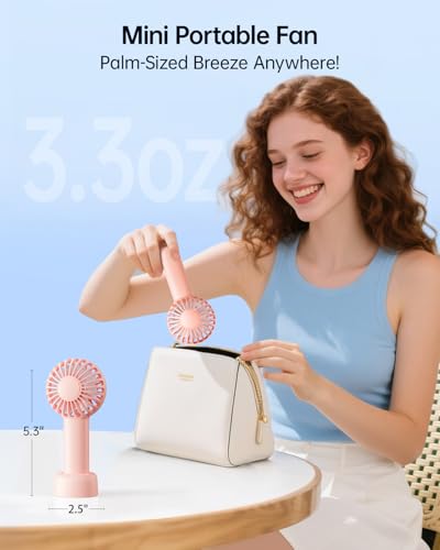 Mini Portable Handheld Fan, 3-Speed Rechargeable Personal USB Fan
