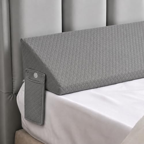 Twin Bed Wedge Pillow Gap Filler with Side Pocket Storage