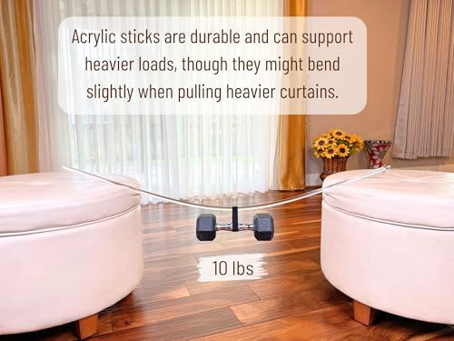 46-Inch Clear Acrylic Curtain Pull Wands - 4 Pack Heavy Duty Drapery Rods