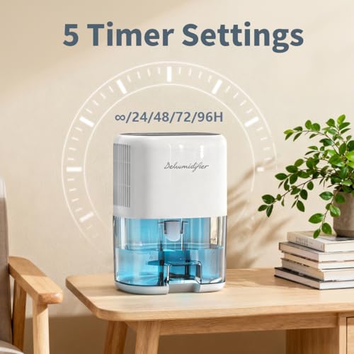 Small Dehumidifier for Home 44OZ Quiet Portable with Auto Shut-Off
