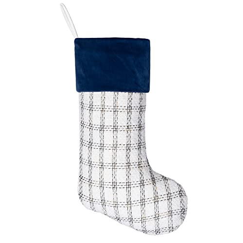 Blue & White 6 Pack Christmas Stockings Set 20" Large Fireplace Decorations
