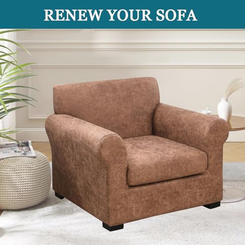 Washable Faux Leather Armchair Covers with Cushion Covers