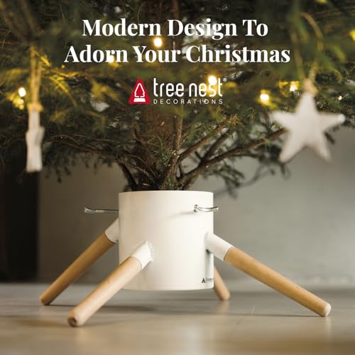 Modern Metal Christmas Tree Stand Base for 10ft Real Trees, White