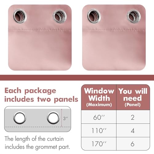 Light Pink Blackout Curtains - 84 Inch Room Darkening Drapes