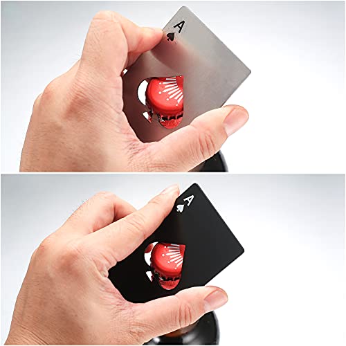 HexinYigjly 10Pcs Ace of Spades Bottle Openers - Black & Silver Poker Card Keys