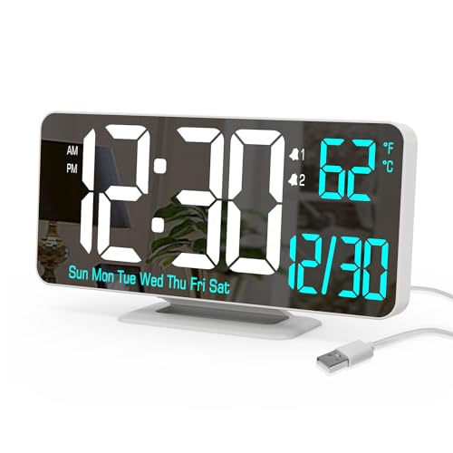 6.7" Digital LED Desk Alarm Clock with Temperature, Date & Dimmer