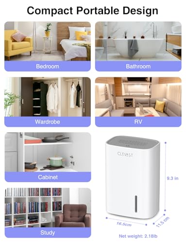 Small Dehumidifier for Bathroom and Bedroom with 30 oz Tank