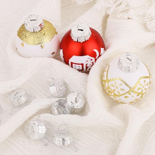 100pcs Christmas Ornament Caps 0.87in Silver for Hanging Decorations