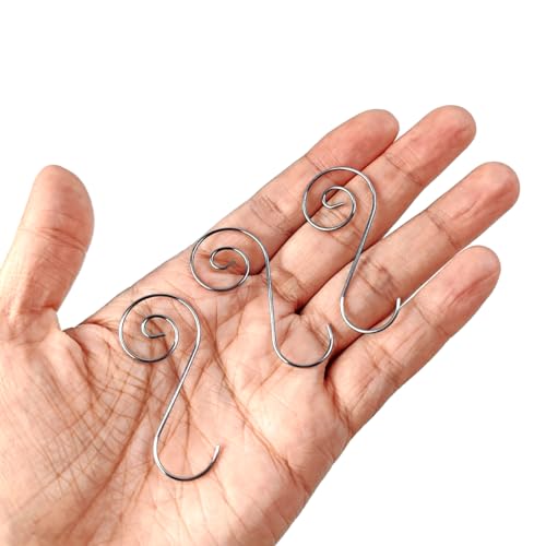 Stainless Steel Christmas Ornament Hooks - 200 Pack Decorative Swirl S-Hooks