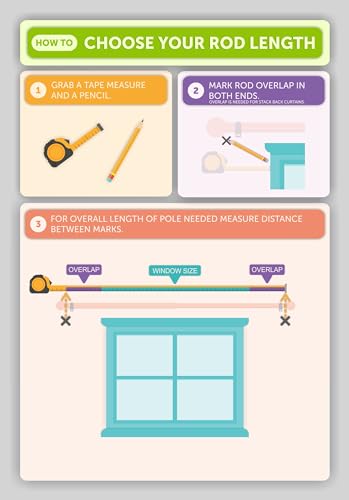 1-Inch Telescoping Curtain Rod 72 to 144 Inch with End Cap Finials, Black