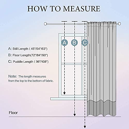 White Sheer Curtains 2 Panels - 54 x 84 Inch Light Filtering Voile Drapes