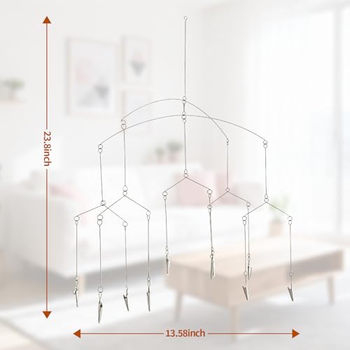Geometric Metal Hanging Photo Mobile with 10 Clips for Wall Decor